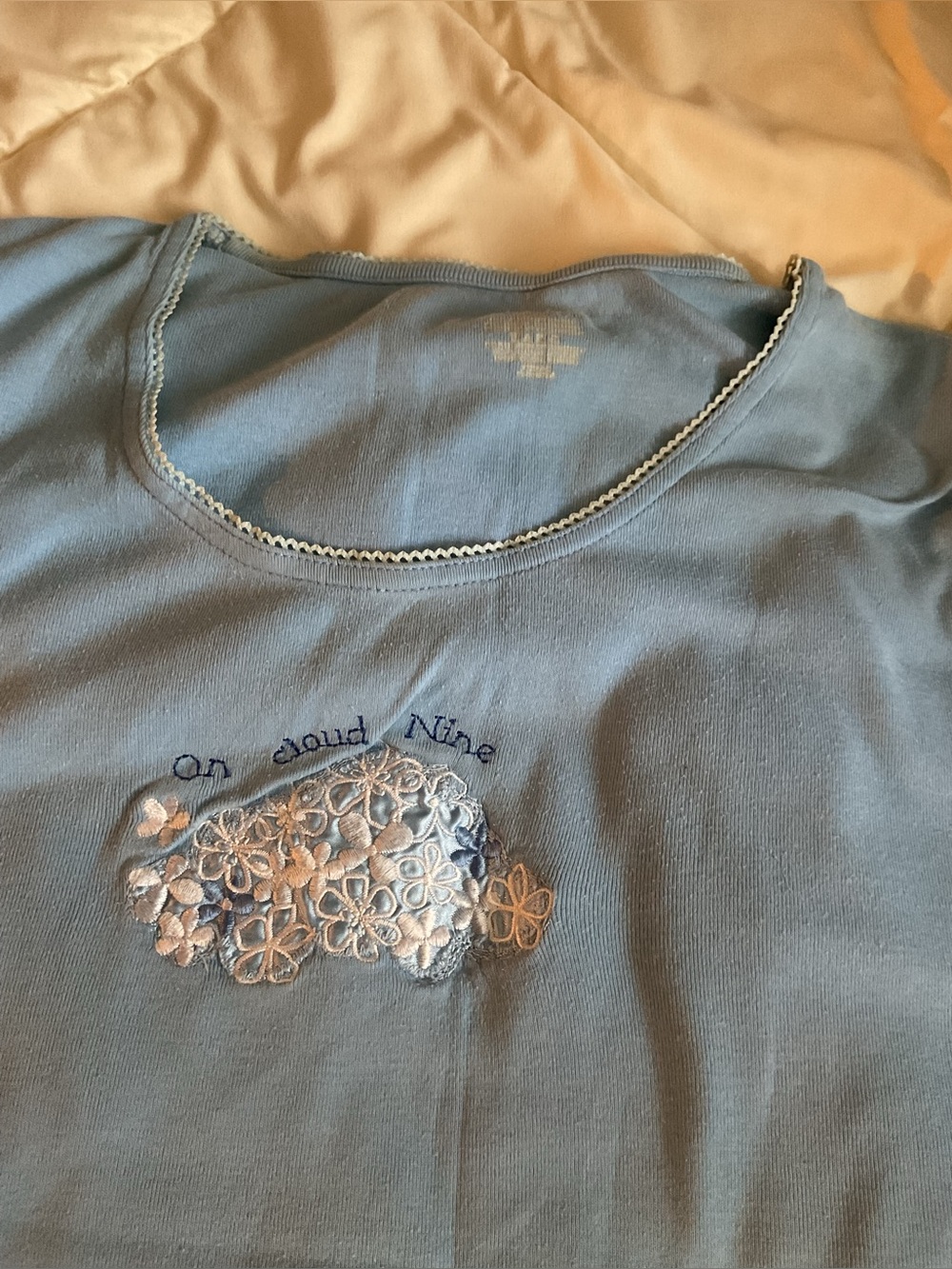 Light Blue Floral Cloud Short Sleeve Tee - Picture 3 of 4